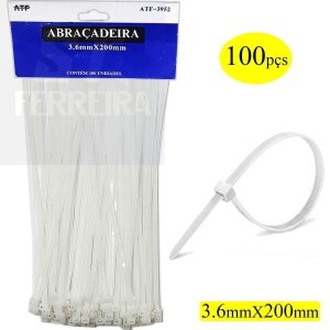 ABRAÇADEIRA EM NYLON 3.6X200mm 100 PEÇAS (ATF-3952)