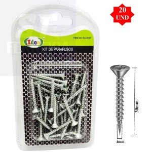 KIT DE PARAFUSO 20 UNIDADES 4mm X 30mm (ID-2561P)