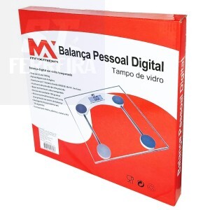 BALANÇA PESSOAL DIGITAL TAMPO DE VIDRO QUADRADO (MAX-211110)