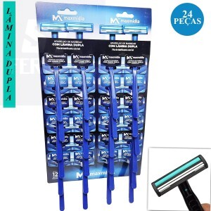 APARELHO DE BARBEAR COM LÂMINA DUPLA 24 UND. (MAX-14093A)